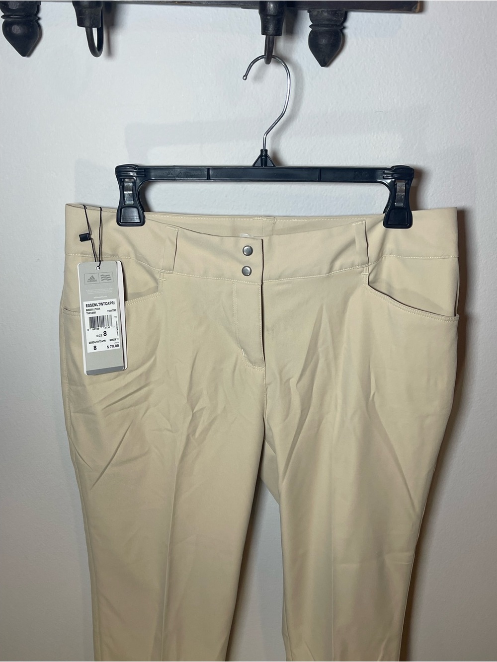 ADIDAS Essential Lightweight Beige Tan Golf Capri Pants Size 8 NWT - Picture 6 of 9